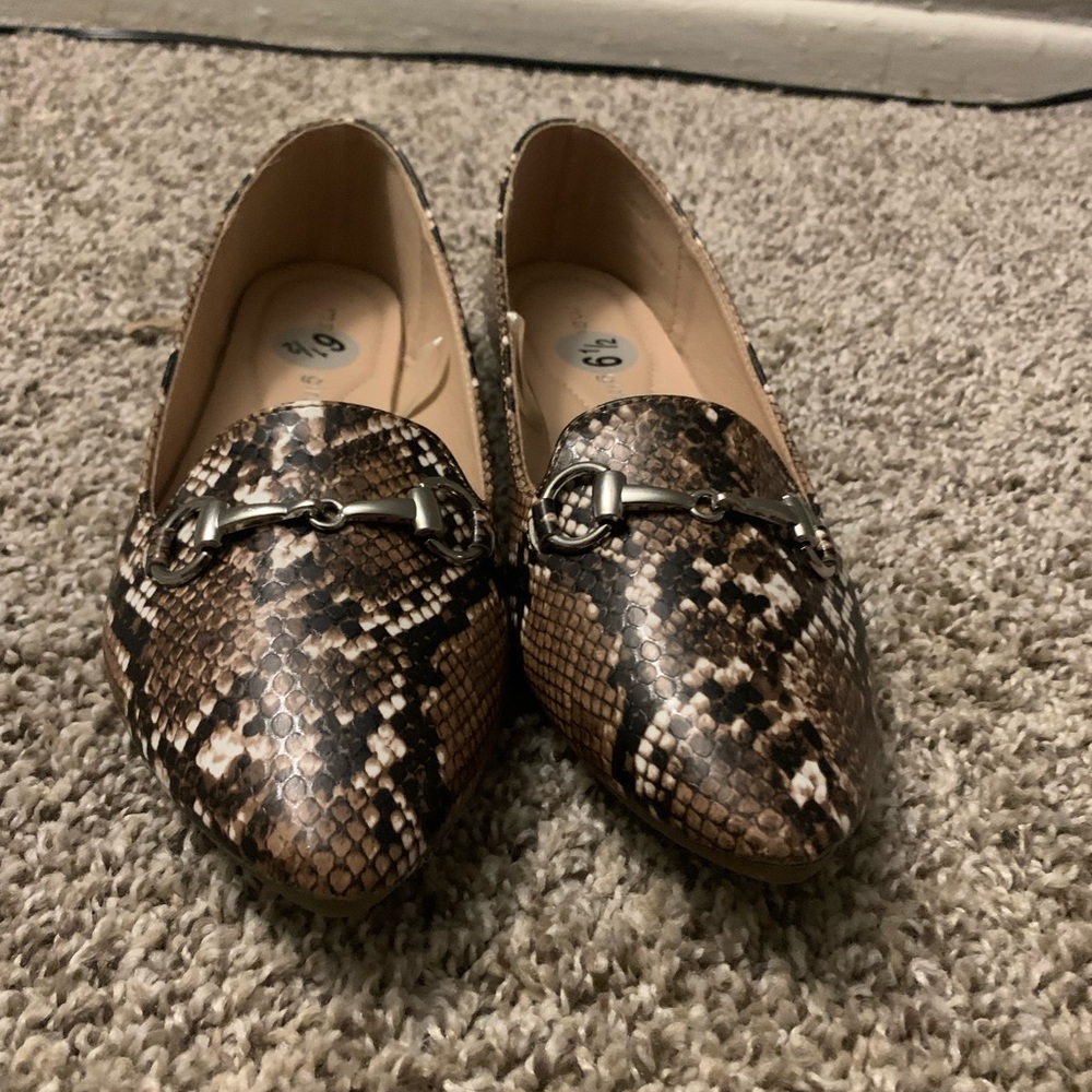 Women's Madden Girl  Brown Snake Print leather Loafers